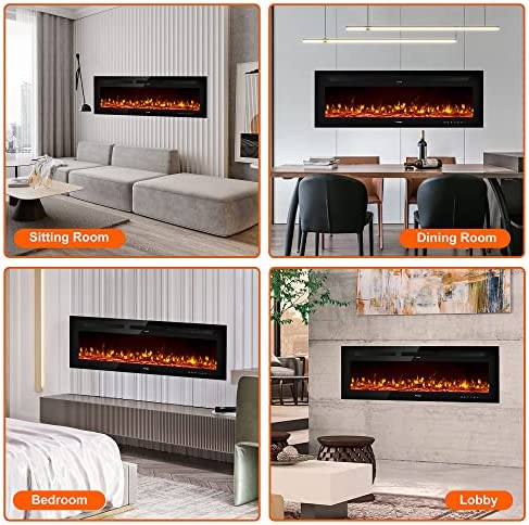 Amazon.com: ifomaps 50 Inch Electric Fireplace Wall Mounted, Wall Fireplace Inserts Heater, Recessed