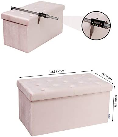 Amazon.com: B FSOBEIIALEO Folding Storage Ottoman, Long Shoes Bench, Velvet Footrest Stool Seat 31.5