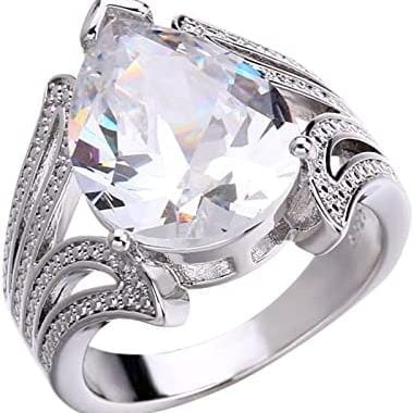Amazon.com: Women Fashion Wedding Party for Girl Women Pear Shaped Zircon Ring with Water Drops Crea
