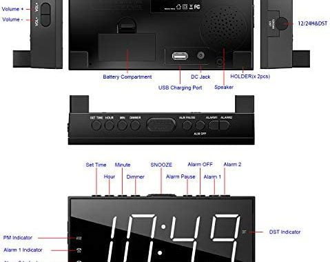 Amazon.com: Alarm Clock for Bedroom, 2 Alarms Loud LED Big Display Clock with USB Charging Port, Adj