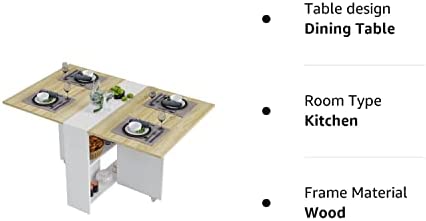Amazon.com - Tiptiper Folding Dining, Versatile Dinner Table with 6 Wheels and 2 Storage Racks, Spac
