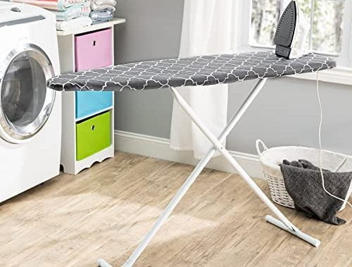 Ironing Board Full Size; Made in USA by Seymour Home Products (Grey Lattice) Bundle Includes Cover +