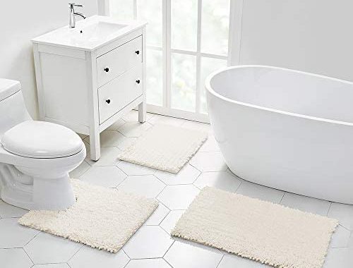 Amazon.com: Walensee Bathroom Rug Non Slip Bath Mat (24x17 Inch Ivory) Water Absorbent Super Soft Sh