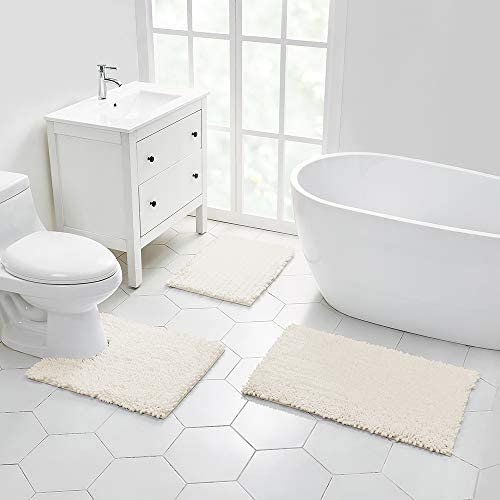 Amazon.com: Walensee Bathroom Rug Non Slip Bath Mat (24x17 Inch Ivory) Water Absorbent Super Soft Sh