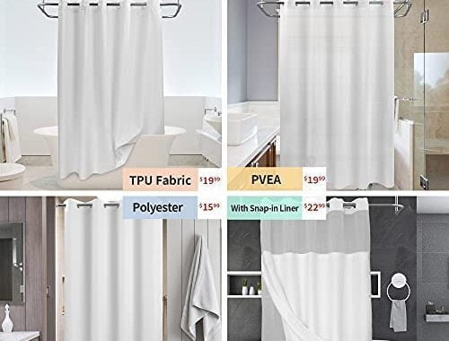 No Hook Slub Textured Shower Curtain with Snap-in PEVA Liner Set - 71" x 74"(72"), Hotel Style with