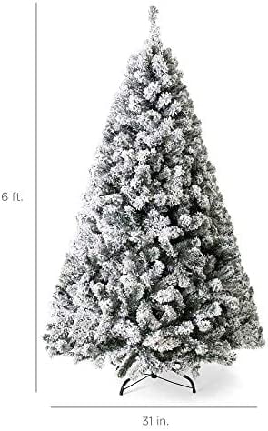 Best Choice Products 6ft Pre-Lit Snow Flocked Artificial Holiday Christmas Pine Tree for Home, Offic
