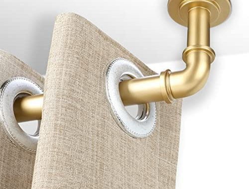 Amazon.com: Gold Industrial Curtain Rods for Windows 48 to 84 Inch(4-7 ft),1'' Blackout Wrap Around