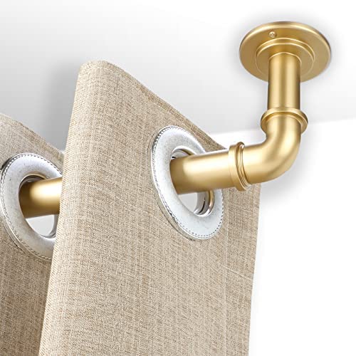 Amazon.com: Gold Industrial Curtain Rods for Windows 48 to 84 Inch(4-7 ft),1'' Blackout Wrap Around