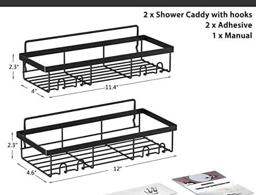 Amazon.com: Moforoco Shower Caddy Shelf Organizer Rack(2Pack), Self Adhesive Black Bathroom Shelves