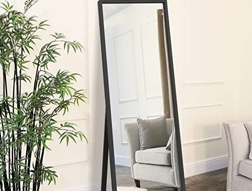 MIRUO Full Length Mirror, 59" x 20" Floor Mirror with Stand, Mirror Full Length for Wall, Free Stand