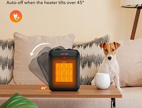 GiveBest Portable Ceramic Space Heater, 1500W/750W Electric Heater with Overheat and Tip Over Protec