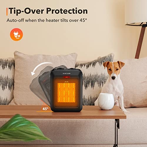 GiveBest Portable Ceramic Space Heater, 1500W/750W Electric Heater with Overheat and Tip Over Protec