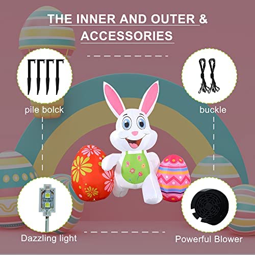 Amazon.com: Easter Inflatable Bunny Outdoor Decorations 6FT Blow Up Rabbit with Eggs Decor Build-in