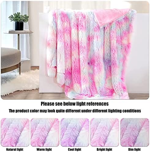GONAAP Faux Fur Throw Blanket Super Soft Cozy Plush Fuzzy Shaggy Blanket for Couch Sofa Bed (Tie-dye