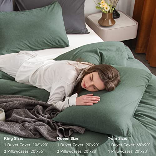 Amazon.com: Ventidora Duvet Cover Set 100% Organic Washed Cotton Linen-Like Texture 3 Piece Bedding