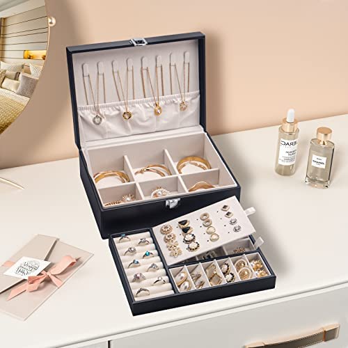 Amazon.com: COOYUY Jewelry Box for Women Girls Wife, 2 Layer Jewelry Organizer with Removable Tray D