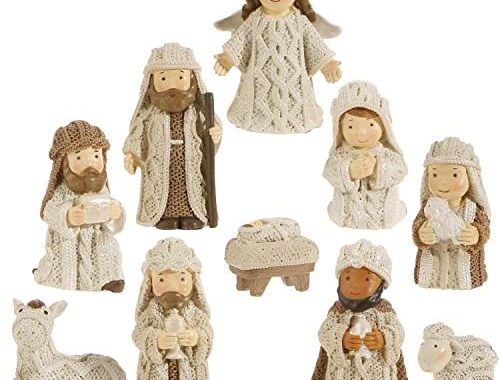 Amazon.com: RAZ Imports Winter Cottage 8.75 Inch Christmas Nativity Set 10 Piece Set : Home & Ki