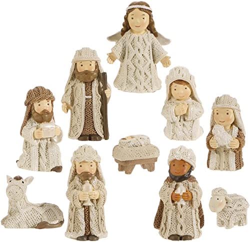 Amazon.com: RAZ Imports Winter Cottage 8.75 Inch Christmas Nativity Set 10 Piece Set : Home & Ki