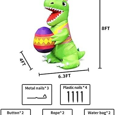 Amazon.com: KOOY 8 FT Easter Inflatables Decoration Dinosaur with Eggs,Built in LED Lights Holiday B