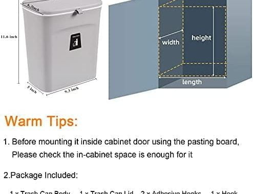 Amazon.com: Tiyafuro 2.4 Gallon Kitchen Compost Bin for Counter Top or Under Sink, Hanging Small Tra