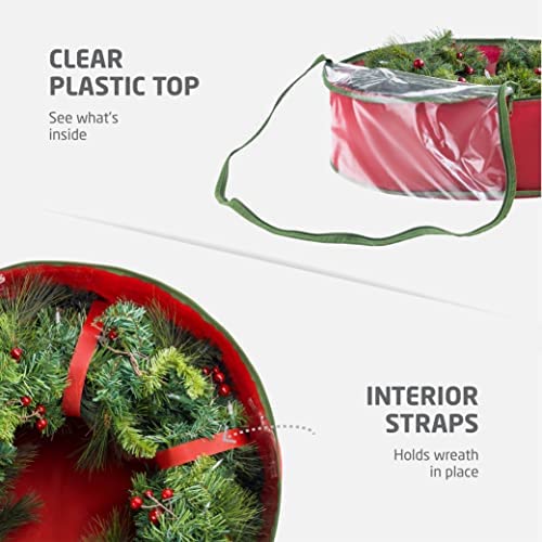 ZOBER 2-Pack Christmas Wreath Storage Container Clear Top 24-Inch, Breathable Non-Woven Material - D