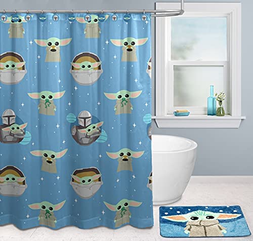 Amazon.com: Jay Franco Star Wars The Mandalorian Blue Space 14 Piece Bathroom Set - Includes Shower