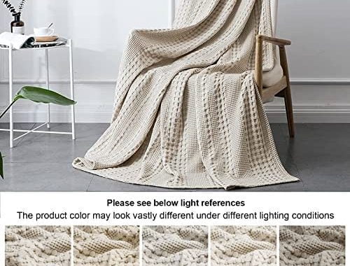 Amazon.com: PHF 100% Cotton Waffle Weave Blanket King Size - Washed Soft Breathable Skin-Friendly Bl