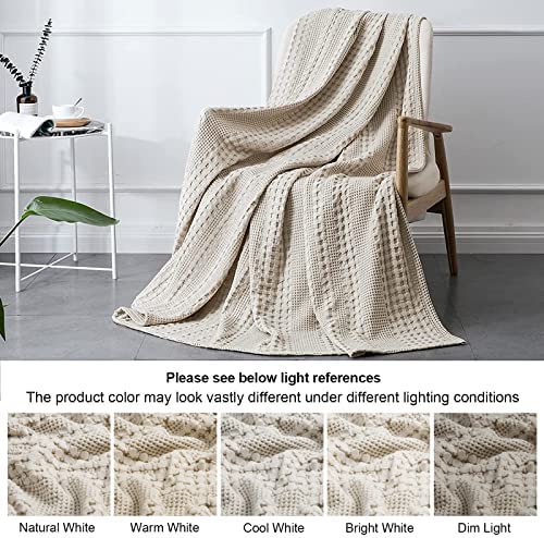 Amazon.com: PHF 100% Cotton Waffle Weave Blanket King Size - Washed Soft Breathable Skin-Friendly Bl