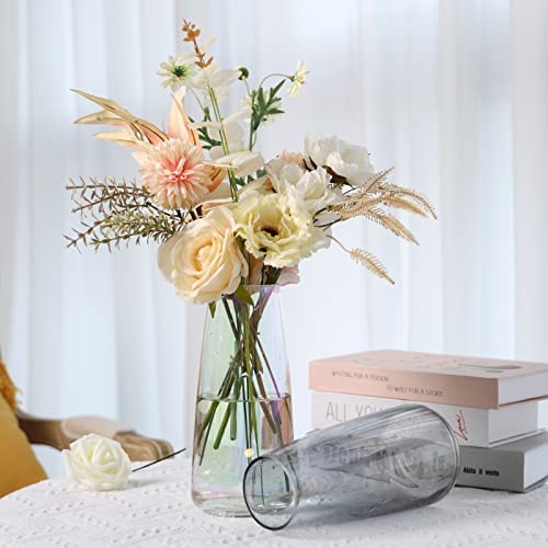 Amazon.com: CUCUMI Flower Glass Vases Crystal Gray Vases for Centerpieces 8.7 Inch Large Modern Clea