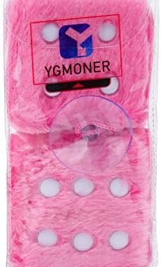 Amazon.com: YGMONER Pair of Retro Square Mirror Hanging Couple Fuzzy Plush Dice with Dots for Car De