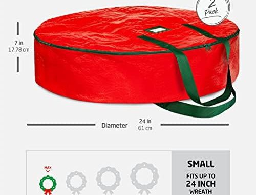 ZOBER Christmas Wreath Storage Bag - Water Resistant Fabric Storage Dual Zippered Bag for Holiday Ar
