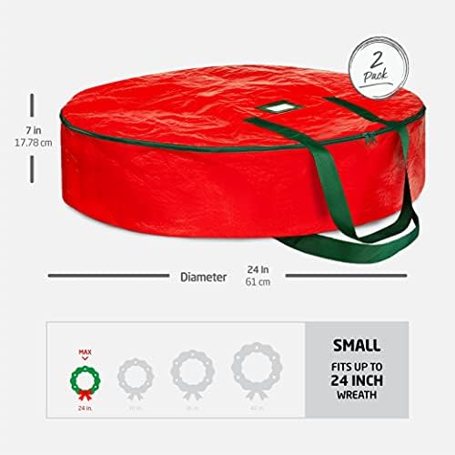ZOBER Christmas Wreath Storage Bag - Water Resistant Fabric Storage Dual Zippered Bag for Holiday Ar