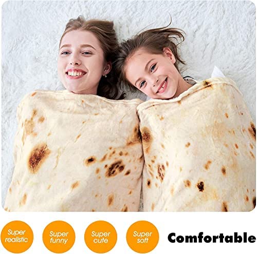 Amazon.com: CASOFU Burritos Tortilla Blanket, Double Sided Giant Flour Tortilla Throw Blanket, Novel
