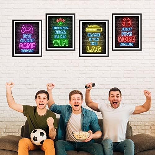 Amazon.com: Printed Neon Gaming Posters Set of 4 (8”X 10”), Boys Room Decorations for Bedroom, gamer