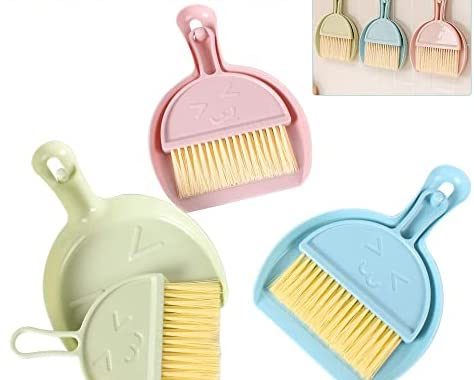Amazon.com: 3PCS Small Broom and Dustpan Set for Home Mini Dust Pans with Brush Set Hand Dustpan and