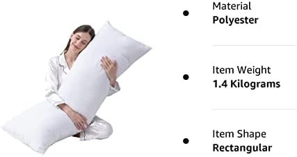 DOWNCOOL Large Body Pillow Insert- Breathable Full Body Pillow for Side Sleeper - Soft Long Bed Pill