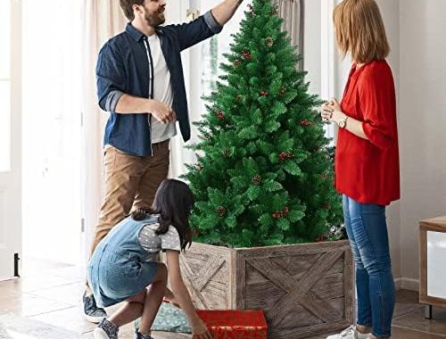 Amazon.com: Goplus Wooden Tree Collar Box, 100% Solid Wood Farmhouse Tree Box, Rustic Christmas Tree