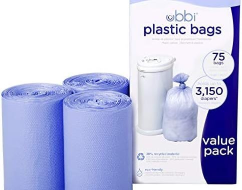 Amazon.com: Ubbi Disposable Diaper Pail Plastic Bags, Value Pack, 75 Count, 13-Gallon Bags : Baby