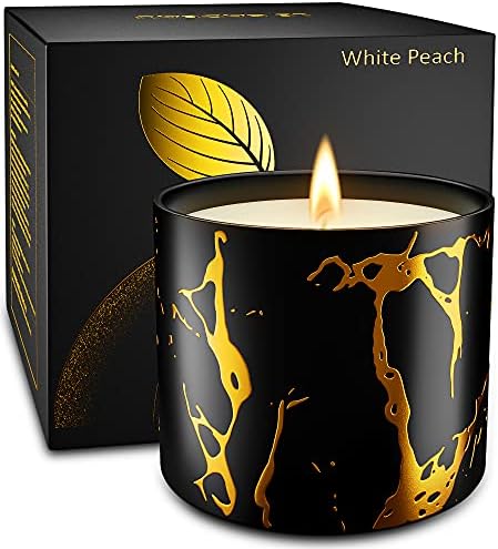 Scented Candles, Premium Peach Amber Candles for Home Scented, 7oz Large Fall Aromatherapy Candle, S