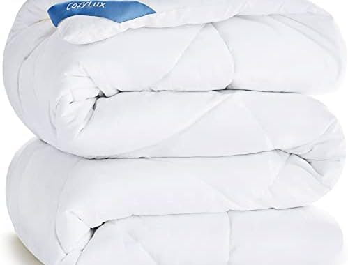 Amazon.com: CozyLux Queen Size Bedding Comforter Duvet Insert - Quilted White Comforters with Corner