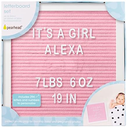 Amazon.com: Pearhead Classic Wooden Letterboard, Baby Keepsake Photo Prop, Pink Letterboard Keepsake