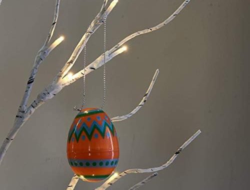 Amazon.com: PEIDUO Easter Decorations for The Home, 2FT 24LT Easter Egg Tree Lighted with Battery Po