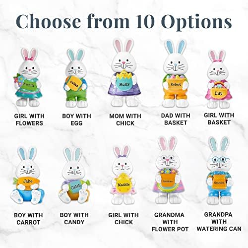 Amazon.com: Let's Make Memories Personalized Easter Bunny Family Resin Figurines - Boy with Carrot :