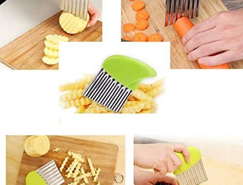FYLFOTA 7 Piece Wooden Kids Kitchen Knife Set Children's Cooking Safety Plastic Knife Potato Wavy Ch