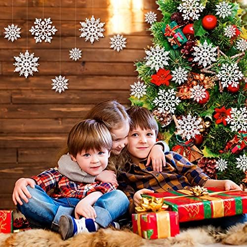 Amazon.com: 46Pcs Plastic Snowflake Ornament Christmas Glitter Snowflake Hanging Christmas Tree Deco