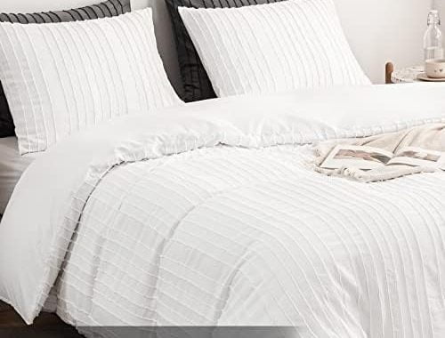 Amazon.com: WARMDERN White Boho Duvet Cover Set King Size, Striped Textured Duvet Cover Tufted Beddi