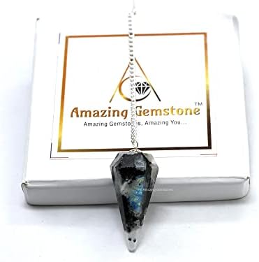 Amazon.com: Amazing Gemstone Rainbow Moonstone Crystal Pendulum for Divination - Dowsing Pendulum Ne