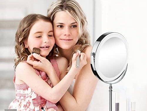 Amazon.com - Lighted Makeup Mirror, 8" Rechargeable Double Sided Magnifying Mirror with 3 Colors, 1x