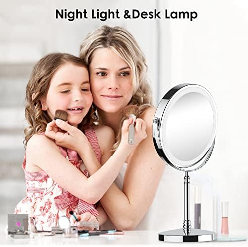 Amazon.com - Lighted Makeup Mirror, 8" Rechargeable Double Sided Magnifying Mirror with 3 Colors, 1x