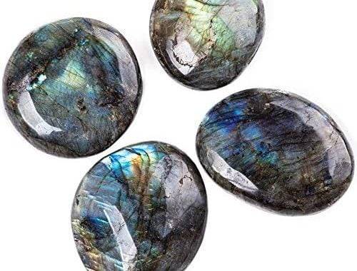 UFEEL Labradorite Palm Stone Crystal - Natural Chakra Reiki Polished Healing Pocket Worry Stone Crys